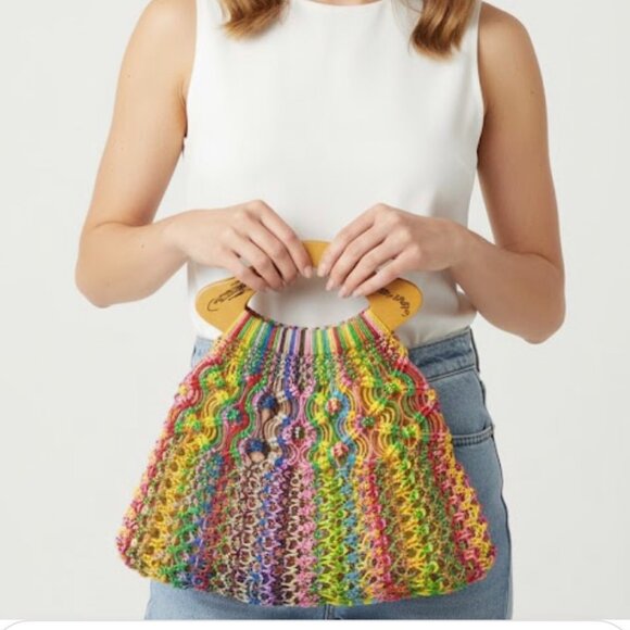 Boho Multicolor Handcrafted Women's Crochet Tote Bag Large - Picture 1 of 7